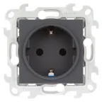Розетка 2К+З Schuko без штор, графит
