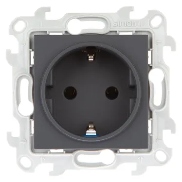 Розетка 2К+З Schuko без штор, графит
