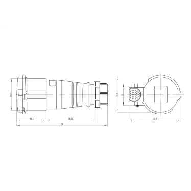 Розетка кабельная 32A 3P+E IP44 переносная 400V