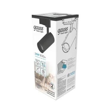 Светильник светодиодный трековый цилиндр 24W 1830lm 4000K 180-240V IP20 65*210мм черный угол 24º | TR071 | Gauss