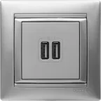 VALENA Розетка двойная USB алюминий