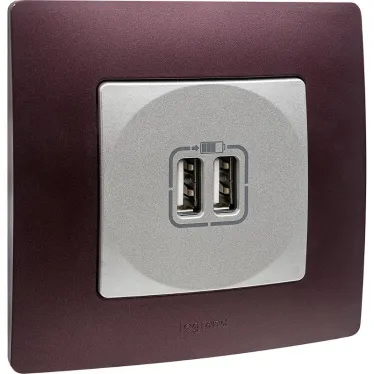 ETIKA Зарядное устройство с двумя USBразьемами 240В/5В 2400мА алюминий