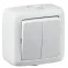 Выключатель двухклавишный наружный белый 16А IP44 16А