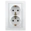 Розетка Intro Plano 1-205-01 с заземлением двойная 2X2P+E Schuko, 16А-250В, IP20, СУ, белый