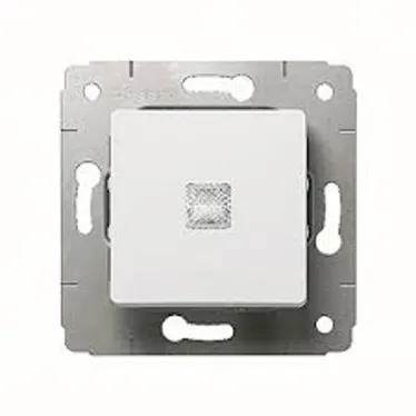 Выключатель одноклавишный, с подсветкой, в рамку, белый