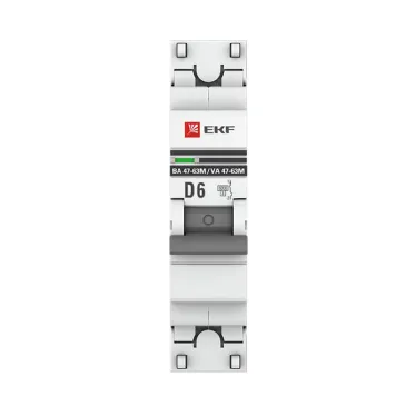 Автоматический выключатель 1P 6А (D) 6кА ВА 47-63M c одним магнитным расцепителем