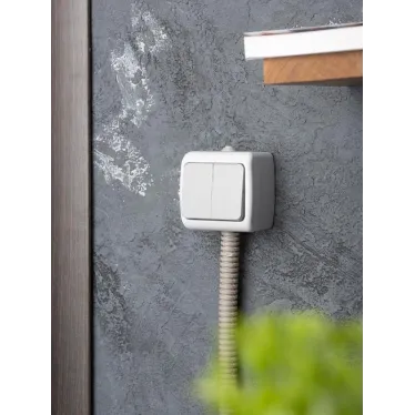 Выключатель Мурманск 2-клавишный 10А IP54 серый