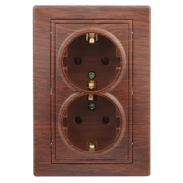 Розетка 2X2P+E Schuko, 16А-250В, СУ, Plano, венге, 1-205-10