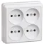Розетка четырехместная без заземления 10А белая