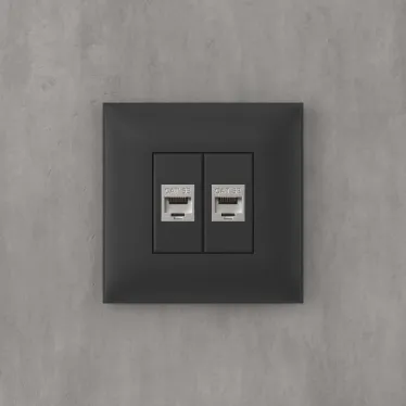 Avanti Компьютерная розетка RJ-45 без шторки в стену, кат.5e двойная экранированная, Черный матовый