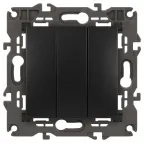 Выключатель тройной, 10АХ-250В, Эра Elegance, антрацит,14-1107-05