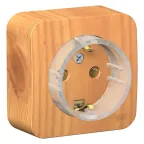 Розетка BLANCA наружная, с заземлением, без шторок, (тонкая), 16А, 250В, ясень