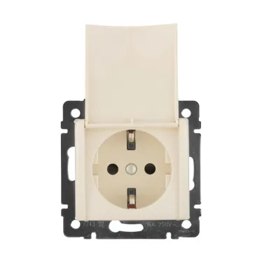 VALENA Розетка с заземлением с крышкой в рамку слоновая кость