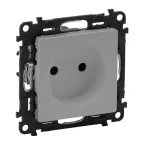 Valena LIFE Розетка силовая 2К 16А 250В c лицевой панелью алюминий со шторками безвинтовые зажимы