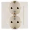 15 Розетка двойная 2Р+Е Schuko 16А 250В винтовой зажим слоновая кость