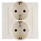 15 Розетка двойная 2Р+Е Schuko 16А 250В винтовой зажим слоновая кость