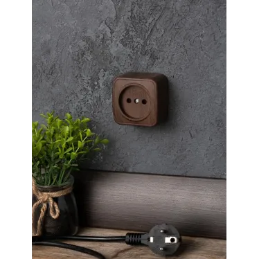 Розетка 1-местная ОП Минск 10А без заземления темное дерево