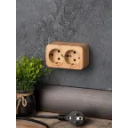 Розетка 2-местная ОП Минск 16А с заземлением светлое дерево