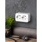 Розетка Минск 2-местная ОП 16А с заземлением белая