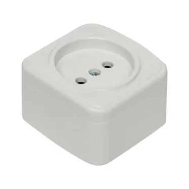 Розетка Минск одноместная ОП 10А без заземления белая