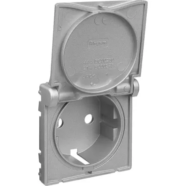 Valena LIFE Лицевая панель розетки 2К+З с крышкой Алюминий