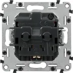 Valena LIFE Розетка силовая 2К+З 16А 250В со шторками безвинтовые зажимы с лицевой панелью красная