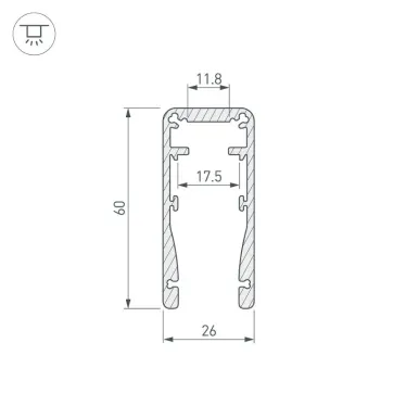 Профиль ALU-HANDRAIL-2000 FOR GLASS 17.5 (Алюминий)
