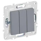 SKANDY Выключатель 3-клавишный 10А SK-V11Gr серый IEK
