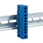 Шина 0 N (6х9мм) 10 отверстий латунь синий изолированный корпус на DIN-рейку PROxima