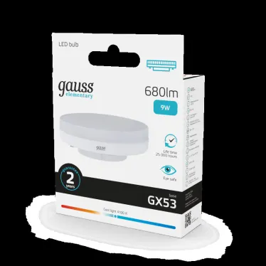 Лампа светодиодная LED 9 Вт 680 лм 4100К таблетка нейтральный GX53 AC 220В Elementary Gauss