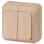 Выключатель Intro Quadro 2-104-11 двухклавишный 10А-250В, IP20, ОУ, сосна