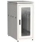 Шкаф напольный сетевой 19'' LINEA N 28U 800х1000мм стеклянная передняя дверь. задняя перфорированная серый