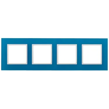 Рамка на 4 поста, стекло, Эра Elegance, голубой+бел, 14-5104-28