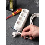 Колодка 4 гнезда с заземлением 16А Эксперт