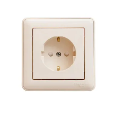 W59 Розетка скрытая с заземлением бежевая
