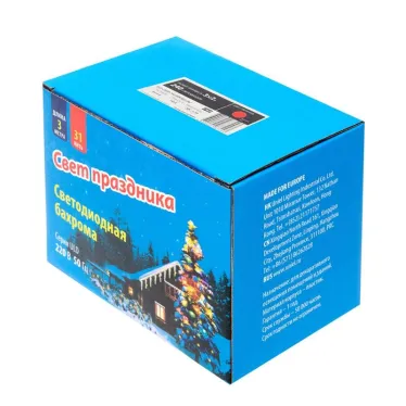 Занавес светодиодный со статическим свечением 3х2м Соединяемый 240 светодиодов Красный свет Провод белый ULD-C2030-240/SWK RED IP67