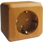 ЭТЮД Розетка наружная с заземлением со шторками бук