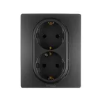 ETIKA Розетка 2X2К+З немецкий стандарт винтовые зажимы 16 А 250 В антрацит