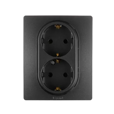 ETIKA Розетка 2X2К+З немецкий стандарт винтовые зажимы 16 А 250 В антрацит