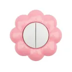 Выключатель двухклавишный KRANZ HAPPY Цветок скрытой установки, белый/розовый