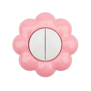 Выключатель двухклавишный KRANZ HAPPY Цветок скрытой установки, белый/розовый