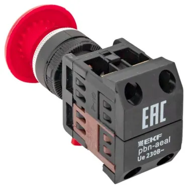 Кнопка AEAL-22 красная с фиксацией NO+NC грибок PROxima