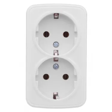 Розетка Минск 2-местная ОП 16А с заземлением белая