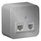 Розетка BLANCA наружная двойная компьютерная RJ45+телефонная RJ11, кат.5e, с изолирующей пластиной, алюминий