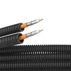 Электротруба ПНД гибкая гофрированная д.20мм цвет черный с кабелем SAT нг(А)-HF 25м