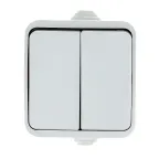 Прага Выключатель двухклавишный 10А IP44 белый