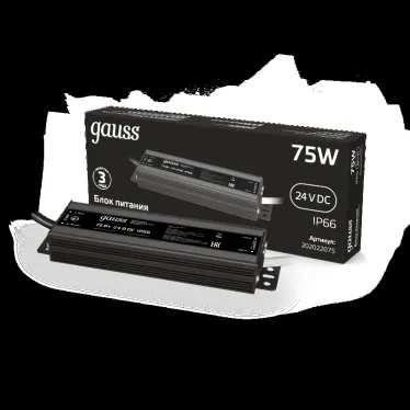 Блок питания для светодиодной ленты 75 Вт AC 100-264В Uвых 24В IP66 158х41х21мм Black Gauss