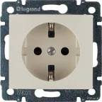 VALENA Розетка с заземлением со шторками в рамку слоновая кость