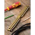 Шина PEN ноль-земля 8х12мм 20 отверстий латунь крепеж по центру PROxima