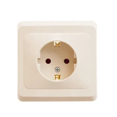 ЭТЮД Розетка скрытая с заземлением без шторок бежевая